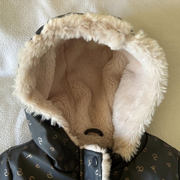 Zara Baby Rubberized Faux Fur Lined Raincoat Alphabet Letter ABC Print Navy 2 3 - Picture 7 of 16